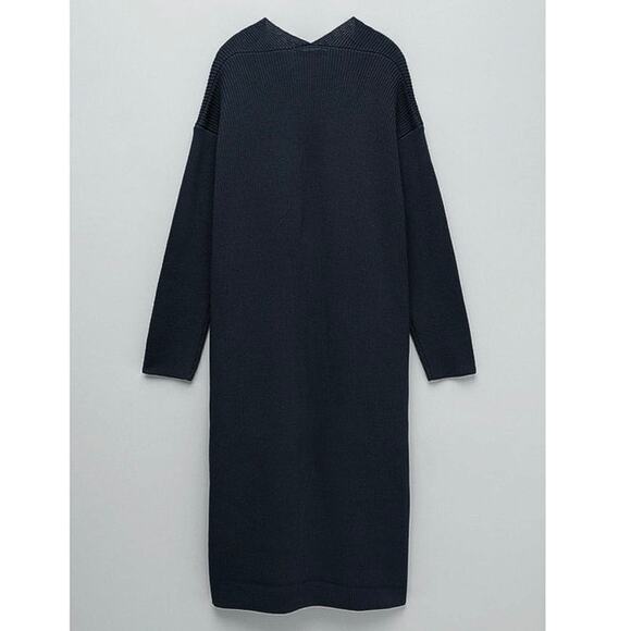 Zara Women's Blue Grey Long Open Front Jacket Duster Cardigan Sweater Size M - Picture 13 of 13